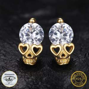 Pendiente de moissanita esqueleto clásico 925 para mujer, joyería de alta calidad, pendientes de moda de plata de ley 100% s925, compromiso - Product Image 2