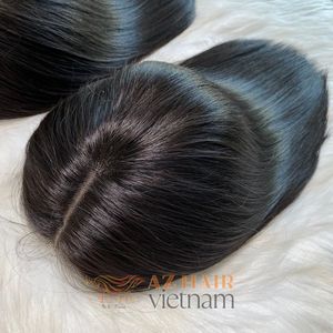วิกผมบ๊อบตรงนุ่มสลวยสีธรรมชาติลูกไม้สวิสผมมนุษย์ชาวเวียดนามขายส่ง - Product Image 3