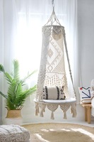 Chaise suspendue en macramé 100% coton faite à la main, style bohème, hamac tissé à la main avec taille personnalisable pour balcon et jardin