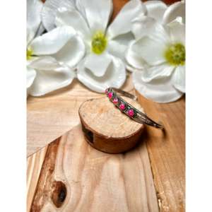 Navajo Handmade Pink <b>Opal</b> (Man-Made) and Sterling Silver Cuff <b>Bracelet</b> Pearl Bangles & <b>Bracelets</b> Collection - Product Image 3