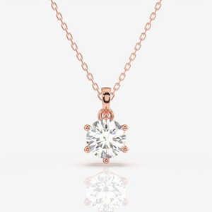 Colgante de plata de ley de seis puntas de diamante de moissanita chapado en rodio certificado IGC de corte redondo incoloro () VVS 1 claridad - Product Image 4