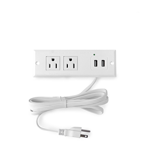 VIETNAM MADE Double USB Type C Bande d'alimentation encastrée 2 prises Prise Noir/Blanc Norme de sécurité américaine - Product Image 3