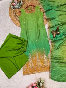 Lanzando un impresionante traje recto con estampado greenbandhej combinado con un palazzo de crepé puro y una hermosa dupatta CON ABALORIOS - Product Image 6