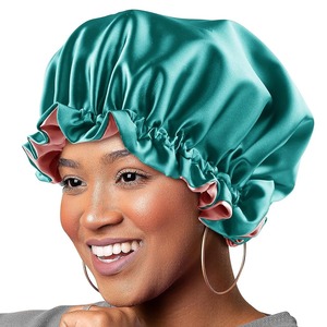 Prix de gros Bonnet à cheveux double face à large bande Turban doux Chapeaux Taille supplémentaire Bonnet de nuit Bonnets en satin pour femmes - Product Image 1