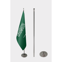 Drapeau officiel d'Arabie Saoudite pour intérieur, 3x5 pieds, en satin, nylon, plastique, drapeau personnalisé pour voiture, impression numérique, mât en aluminium, fanion