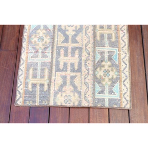 Alfombra Turca Pequeña, Alfombra Vintage de 1.8x3.9 pies, Alfombra de Lana con Diseño de Camuflaje Azul - Product Image 5