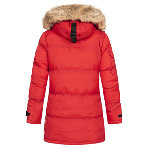 Parka de luxe en polyester avec grande poche frontale pour femmes, veste chaude à fermeture éclair, capuche en fourrure confortable, veste spéciale hiver avec patchs personnalisés - Product Image 6