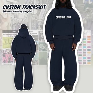 Winter 2 Piece Men's Sets Blank Straight Leg Sweatpants and <b>Zip</b> <b>up</b> Hoodie Set Unisex Custom logo Fleece Streetwear Tracksuits - Product Image 5