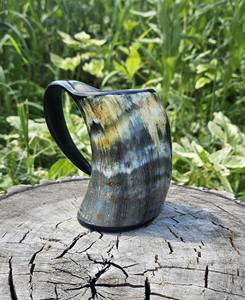 Authentique tasse à corne à boire polie d'inspiration viking cadeau de chope médiévale pour Noël anniversaire garçons d'honneur artisanat naturel - Product Image 1
