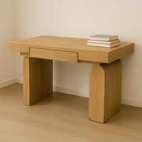 Bureau moderne en bois massif d'orme avec rangement, durable, pré-assemblé, pour bureau à domicile, style mid-century, fabriqué au Vietnam par Sukavina