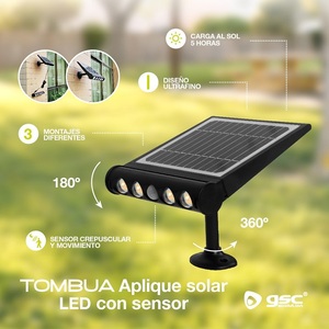 Lampada da parete solare portatile a LED con sensore, 8W, 6000K (GSC 200210015) - Product Image 4