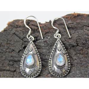 Pendientes de Plata de Ley 925 con piedra lunar facetada, piedra preciosa, amatista natural, regalo para niñas y mujeres - Product Image 2