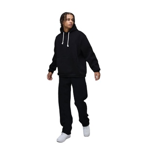 ชุดวอร์มแบบโอเวอร์ไซส์ แขนเสื้อแบบดรอปโชลเดอร์ คุณภาพสูง ผ้าฝ้าย 100% เสื้อฮู้ดแบบสวมหัว ไม่มีลาย สไตล์ลำลอง ชุดวอร์มฤดูหนาวสำหรับผู้ชาย - Product Image 1