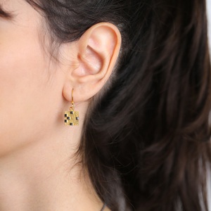 Pendientes Vintage chapados en oro de 22 quilates de diseño cuadrado hechos a mano elegantes joyas de plata de ley 925 al por mayor - Product Image 2