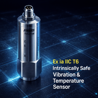 Capteur de vibrations et de température filaire 3 axes JINWEI TVS-FT-M Ex ia IIC T6 Ga IP66 316L avec transmetteur RS485 et câble de 2m pour moteur, pompe, roulement