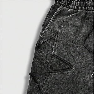 Shorts de survêtement en molleton 100 % coton de haute qualité, écologiques, unis, brodés, style urbain, effet délavé vintage français pour l'extérieur - Product Image 5