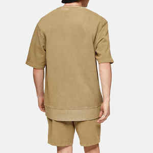 Tenue d'été pour hommes avec logo personnalisé en gros respirant 100% coton t-shirt surdimensionné et short décontracté ensemble délavé style uni - Product Image 6