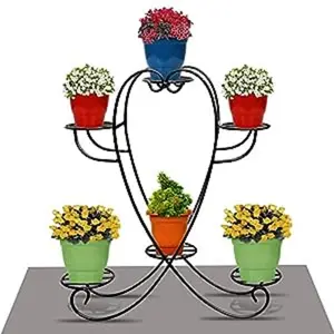 Black Metal Plant Stand mit für Indoor Outdoor 6 Tier Blumen regal Rolling Planter Stand Black Iron Regale Round Display Rack