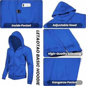 เสื้อกันหนาวขนแกะสำหรับผู้ชาย, เสื้อกันหนาวกีฬาสีดำกันลมมีฮู้ดโอเวอร์ไซส์ไซส์ - Product Image 5