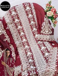 REYON, traje de trabajo Salwar Kameez con bordado de algodón para mujer, colección de boda india pakistaní, vestido largo Sari para fiestas - Product Image 4