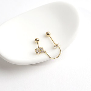 Orecchini da donna alla moda in oro 14k Fine orecchini per festa a catena cerchio fiori zirconi Piercing cubico regali all'ingrosso K-gioielli - Product Image 5