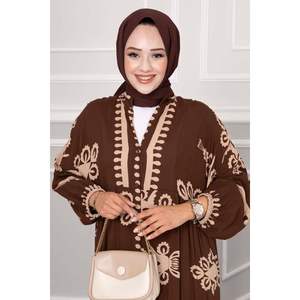 Vestido Hijab Viscosa Estampado Río Marrón - Product Image 1