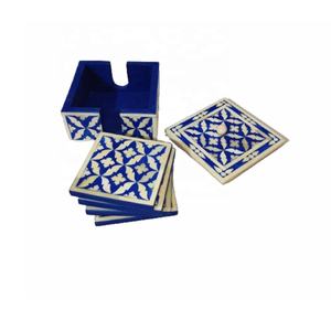 High Quality Floral Pattern Bone Inlay <b>Coaster</b> Set of 4 with Holder Handmade <b>Coasters</b> for Drinks <b>Coasters</b> for Coffee Table - Product Image 1