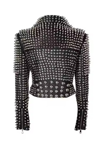 Chaqueta de cuero con tachuelas para hombre Rock Punk, ropa de abrigo ajustada a la moda con cierre de cremallera, manga larga, estilo Heavy Metal - Product Image 6