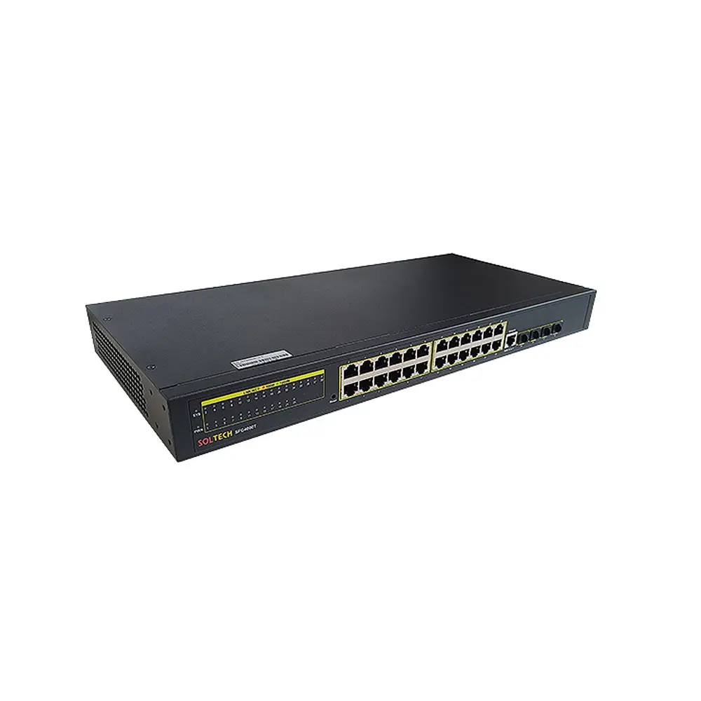 SOLTECH Ethernet Switch Managed L2 24-Ports 10/100/1000Mbps TP + 4-SFP Slots Network Switches SFC4000T-V3