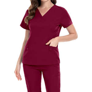 Tenue d'hôpital d'été la plus vendue pour femme, uniforme d'infirmière personnalisé à col en V pour usage hospitalier - Product Image 2