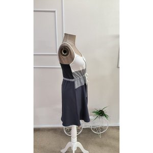 Women's Spaghetti Strap Front Zippered Waist-Tie Multicolored Short Viscose Two-Thread <b>Dress</b>, 34509 - Gray - Product Image 6