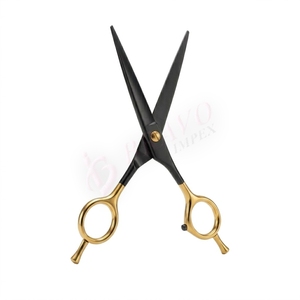 Tijeras de Peluquería Profesionales de 6 Pulgadas, Acero Inoxidable, Mango Negro y Dorado, Tijeras para Cortar Cabello en Salón - Product Image 1