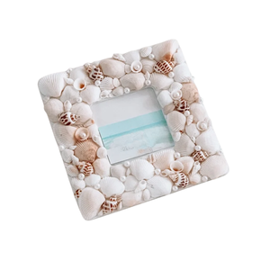 กรอบรูปเปลือกหอยสี่เหลี่ยมทำมือตกแต่งชายฝั่งทะเลของขวัญเปลือกหอยกรอบภาพเปลือกหอยสำหรับตกแต่งบ้าน - Product Image 2