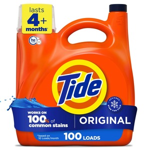 Tide 100 Load Detergente para ropa Líquido 132 oz Fragancia original Fórmula de alta eficiencia para limpieza comercial - Product Image 1