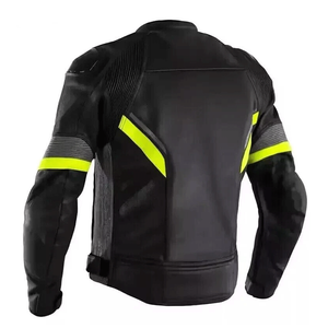 Chaqueta de moto de cuero negro de piel de vaca auténtica de Nuevo diseño para hombre líneas grises CE protecciones moto de carreras de talla grande invierno - Product Image 4