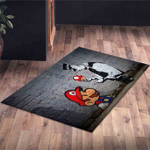 Tapis Mario Graffiti : Tapis antidérapant abstrait imprimé en 3D, avec poils doux - Product Image 5