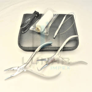 Kit d'outils d'extension de cheveux attachés à la main finition polie argentée ensemble d'accessoires d'outils d'extension de cheveux en gros en acier inoxydable - Product Image 6