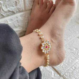 Elegantes tobilleras Kundan Payal Boho Jhanjhar y Pajeb joyería perfecta boda favores accesorios festivos - Product Image 5