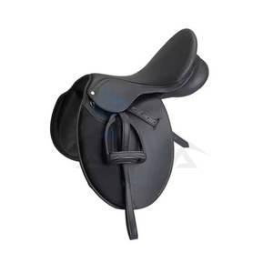 Ensemble de tapis de selle de saut antidérapant pour cheval de qualité supérieure voile de mouche couverture de chapeau d'équitation en cuir véritable spectacle de tapis de selle équestre Durable - Product Image 1