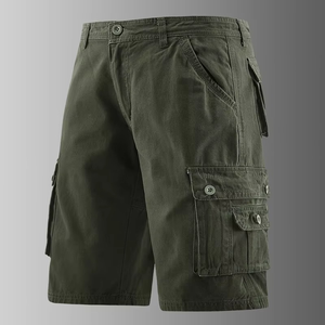 Pantalones cortos versátiles de cintura media para hombre, 100% algodón, patrón sólido, tela de lona para ropa de verano - Product Image 3