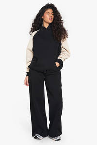 Sudadera con capucha de gran tamaño con manga en contraste de calidad superior, sudadera cálida Flecce antiarrugas transpirable para gimnasio y ropa de calle, sudaderas con capucha para mujer - Product Image 3