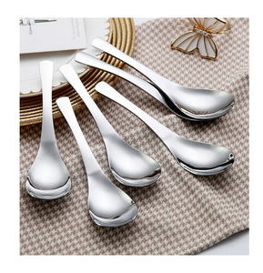 Cuillère à soupe en acier miroir classique Style moderne cuillère à dessert ronde couverts de fête de mariage cuillère à soupe - Product Image 4