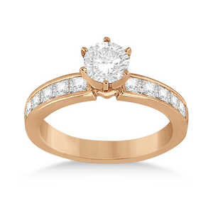 Bague de fiançailles en or rose 14 carats avec diamants princesse sertis en canal avec diamants de 0,50 carat - Product Image 3