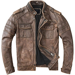 Chaqueta de Cuero para Hombre, Nueva, a la Moda, Corte Ajustado, Cuello Alto con Cierre, Estilo Urbano Ecológico, para Invierno, Directo de Fábrica - Product Image 1