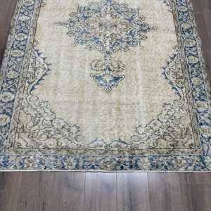 Alfombra Turca, Alfombra de 5.1x7.8 pies, Alfombra Azul Ikat - Product Image 2