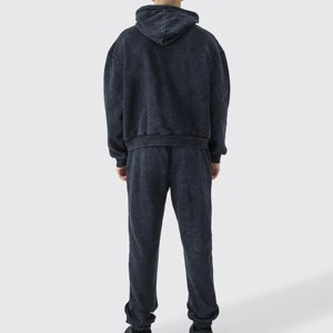 2025 survêtement entièrement lavé à l'acide pour hommes Design personnalisé imprimé Technics col à capuche solide fabricant de vêtements pour hommes - Product Image 4