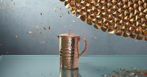 Finition martelée Pichet à eau en cuivre de 50 onces Pichet à eau en métal avec design élégant - Product Image 6