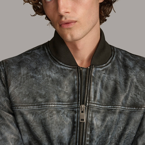 Blouson aviateur en cuir pour homme, coupe ajustée, streetwear tendance, cuir véritable de qualité supérieure, fermeture éclair, vêtement d'extérieur léger, fabricant OEM ODM - Product Image 3