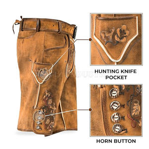 OEM Services Reasonable Price <b>Shorts</b> for Bavarian Latest Style Custom Design Streetwear Bavarian <b>Leather</b> <b>Shorts</b> - Product Image 4