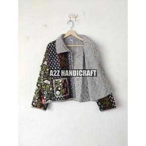 Bloc imprimé Patch Vintage Style bohème veste pour femmes veste matelassée imprimé fleuri tissé rayure à la main coton tricoté automne - Product Image 2